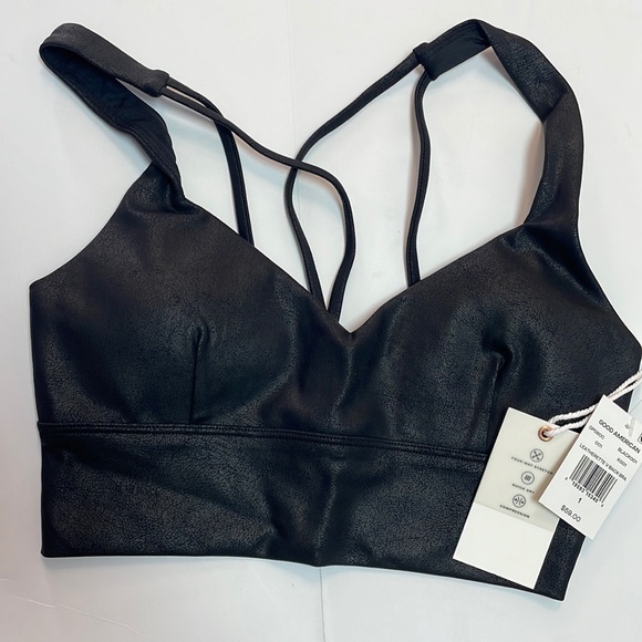 GOOD AMERICAN Leatherette V Back Bra Black SZ 1 (S) NWT - Picture 1 of 4